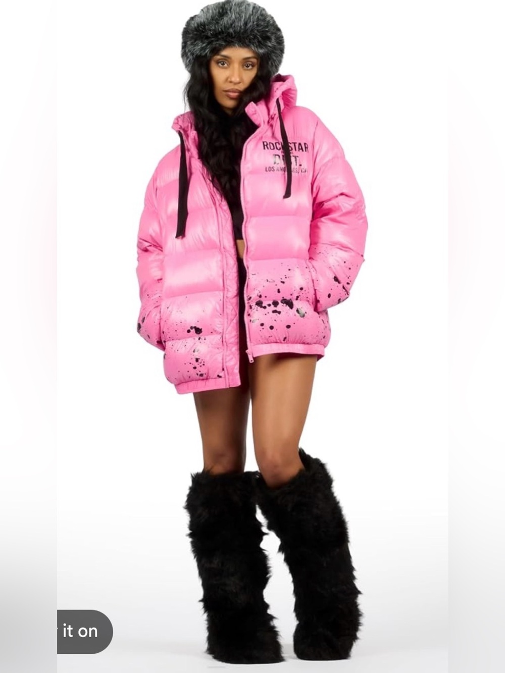 NWT ROCKSTAR ORIGINAL Women's Art Dist. 2.0
Pink Puffer Jacket with Hood